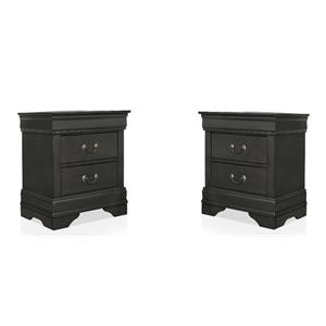 furniture of america jussy transitional wood 2 drawer gray nightstand set of 2