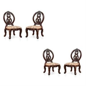 Furniture of America Roo Traditional Cherry Solid Wood Side Chair Set of 4