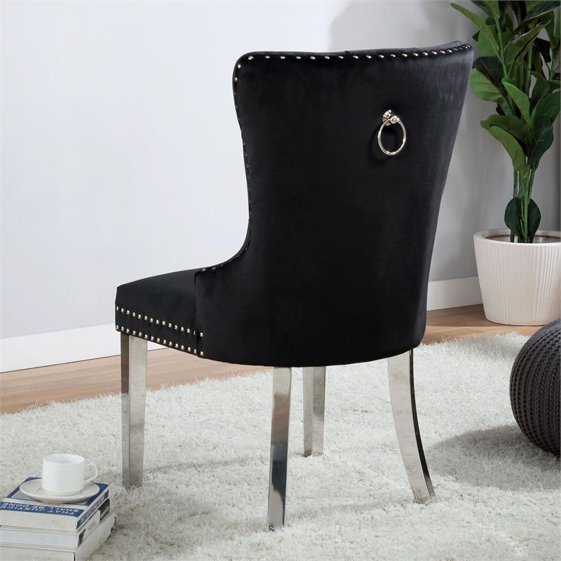 Furniture of America Rosa Glam Metal 5-Piece Dining Table Set in Black