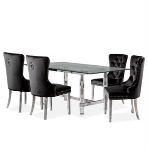 Furniture of America Hartly Contemporary Metal 5-Piece Dining Table Set in Black
