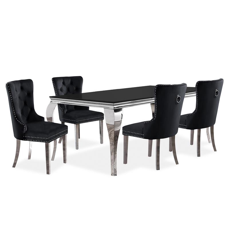 Furniture of America Edi Metal 5-Piece Dining Table Set in Black