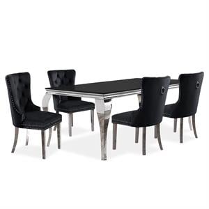Furniture of America Edi Metal 5-Piece Dining Table Set in Black