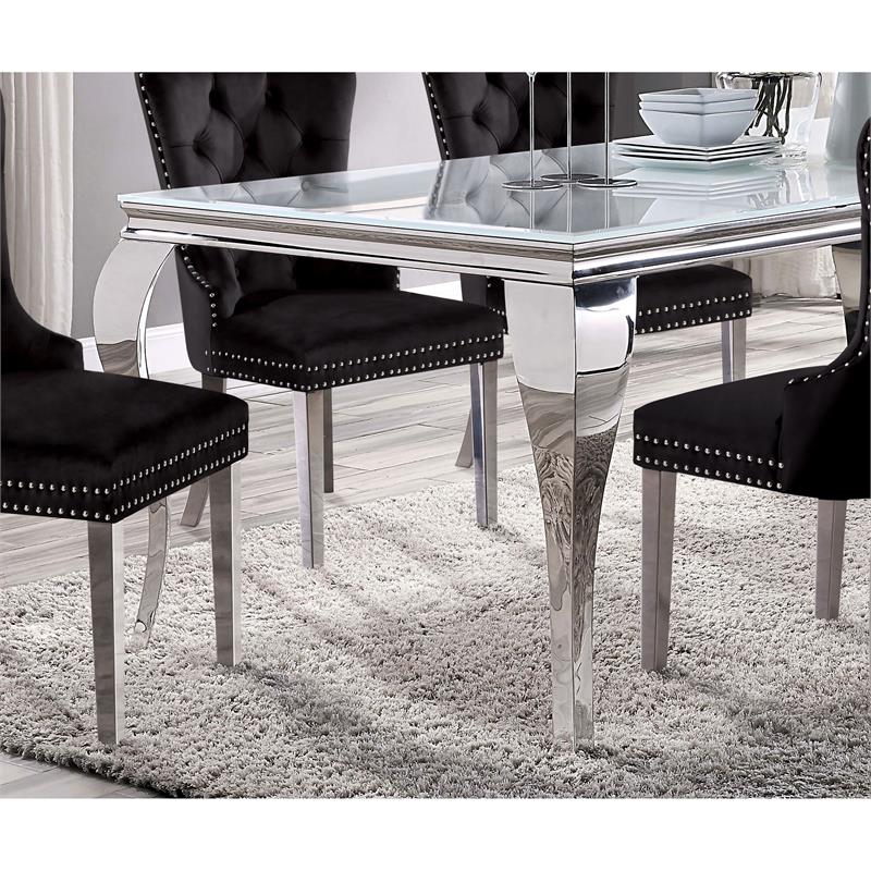 Furniture of America Edi Metal 5-Piece Dining Table Set in White and Black