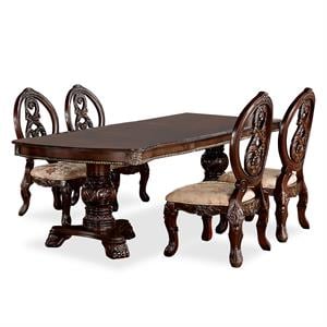 Furniture of America Roo Traditional Wood 5-Piece Dining Table Set in Cherry
