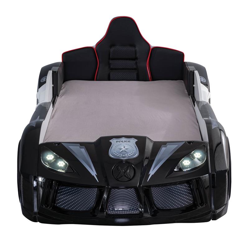 Furniture of America Sonet Plastic Twin Race Car Bed with LED Light in Black
