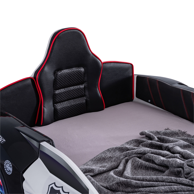 Furniture of America Sonet Plastic Twin Race Car Bed with LED Light in Black