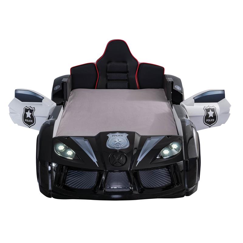 Furniture of America Sonet Plastic Twin Race Car Bed with LED Light in Black