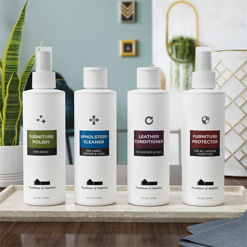 Furniture of America 4PK Multi-Color Clean Living 4-Solutions Furniture Care Kit