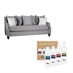Furniture of America Adonis Upholstered Sofa in Gray Cleaning Care Kit Set of 2