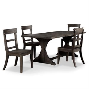 furniture of america taz rustic solid wood 5-piece dining table set in black