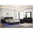 FOA Malva 5pc Black Wood Bedroom Set-Cal King + 2 Nightstands + Dresser + Mirror