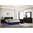 FOA Malva 5pc Black Wood Bedroom Set-Queen + 2 Nightstands + Dresser + Mirror