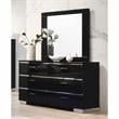 FOA Malva 5pc Black Wood Bedroom Set-Queen + 2 Nightstands + Dresser + Mirror