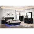 FOA Malva 5pc Black Wood Bedroom Set-Queen + 2 Nightstands + Dresser + Mirror