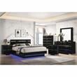 FOA Malva 6pc Black Wood Bedroom Set-King+2 Nightstands+Chest+Dresser+Mirror