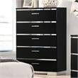 FOA Malva 6pc Black Wood Bedroom Set-King+2 Nightstands+Chest+Dresser+Mirror