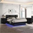 Furniture of America Malva 3pc Black Wood Bedroom Set-King + 2 Nightstands