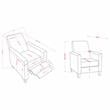 Ducee Transitional 2-Piece Gray Fabric Push Back Chair and Cleaning Care Kit Set