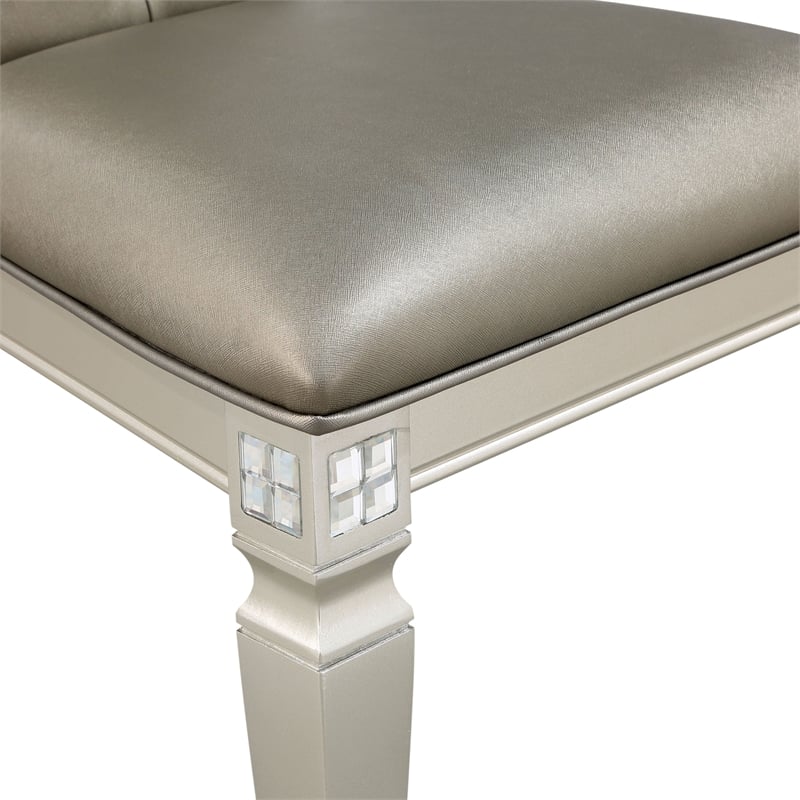 Furniture of America Melaj Wood Tufted Side Chair in Champagne Gold (Set of 2)