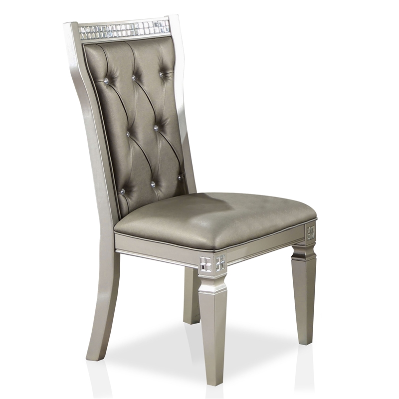 Furniture of America Melaj Wood Tufted Side Chair in Champagne Gold (Set of 2)