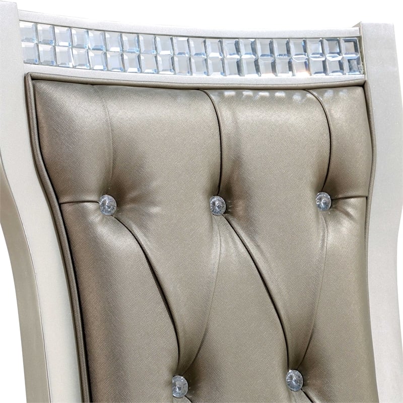 Furniture of America Melaj Wood Tufted Side Chair in Champagne Gold (Set of 2)