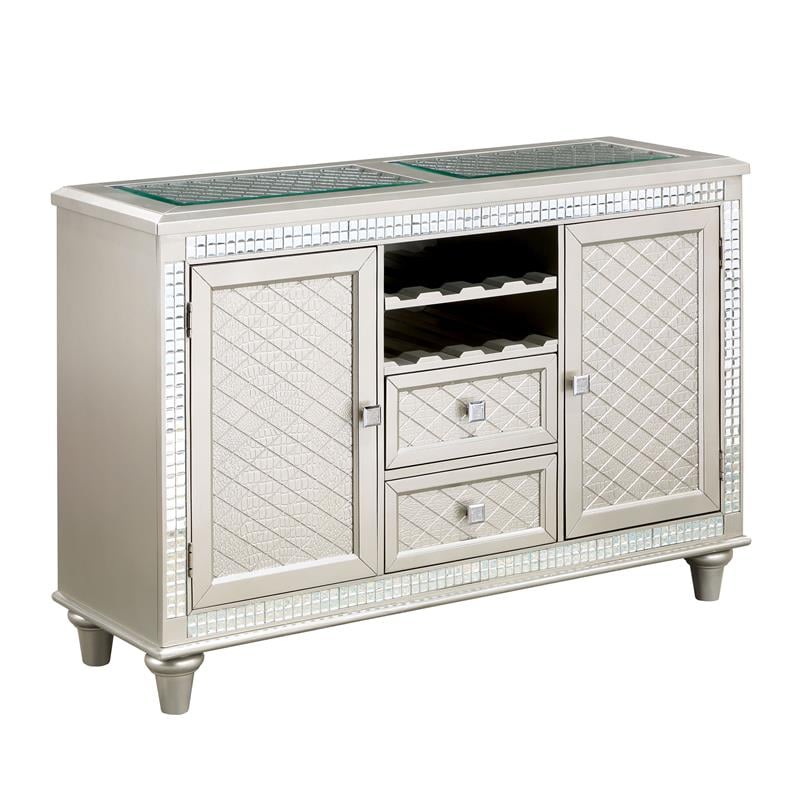 Furniture of America Melaj Wood Multi-Storage Dining Server in Champagne Gold