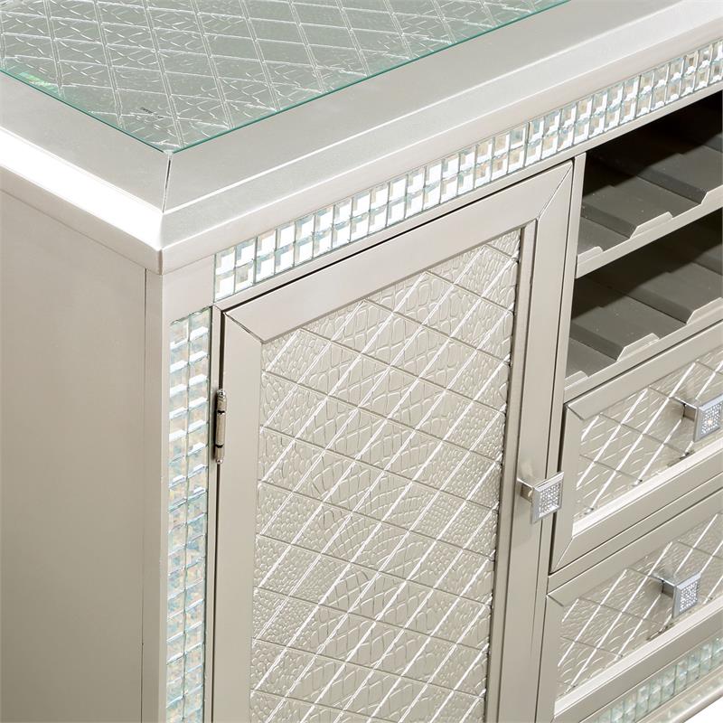 Furniture of America Melaj Wood Multi-Storage Dining Server in Champagne Gold