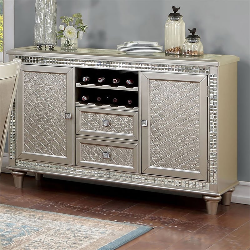 Furniture of America Melaj Wood Multi-Storage Dining Server in Champagne Gold