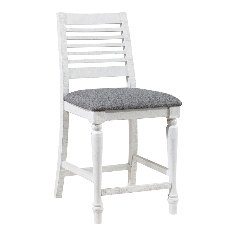 Furniture of America Treon Wood Padded Counter Chair in Antique White (Set of 2)