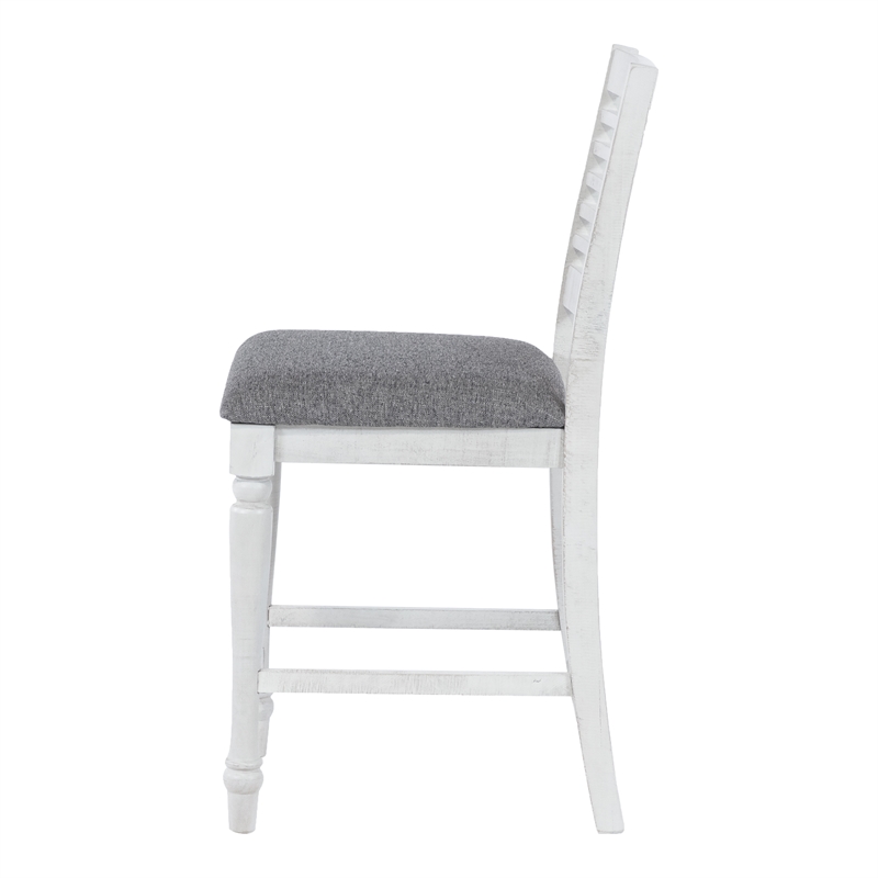 Furniture of America Treon Wood Padded Counter Chair in Antique White (Set of 2)