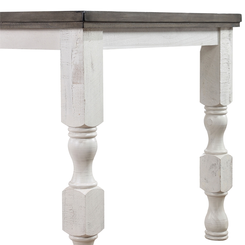 Furniture of America Treon Wood 7-Piece Counter Dining Set in Antique White