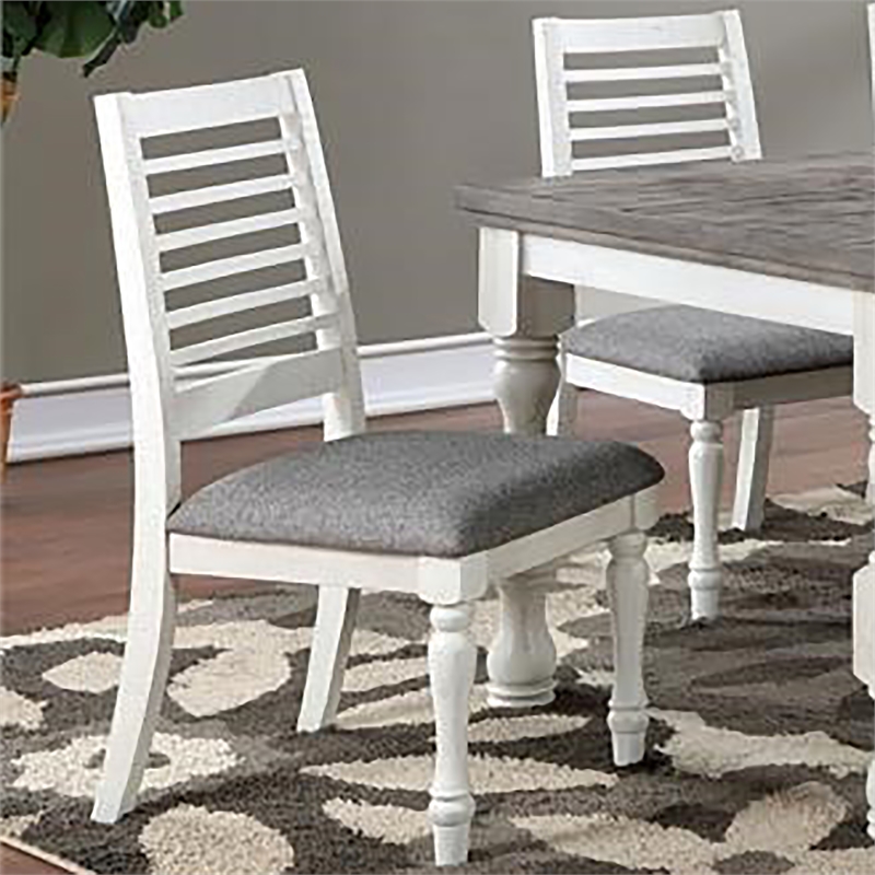 Furniture of America Treon Wood Padded Side Chair in Antique White (Set of 2)