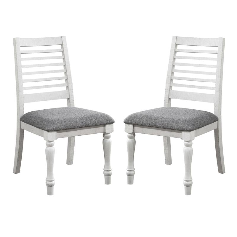 Furniture of America Treon Wood Padded Side Chair in Antique White (Set of 2)