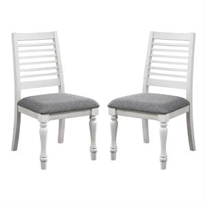 furniture of america treon wood padded side chair in antique white (set of 2)