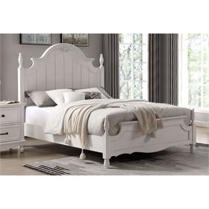 furniture of america gramm solid wood panel cal king bed in antique white
