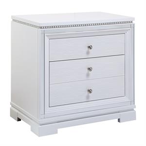 furniture of america bevie contemporary solid wood nightstand with usb in white