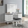 Furniture of America Dinz Wood 3-Piece Vanity Set with Light Bulbs in White