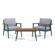 Furniture of America Hanz Contemporary Aluminum 3-Piece Patio Table Set in Green