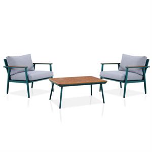 furniture of america hanz contemporary aluminum 3-piece patio table set in green