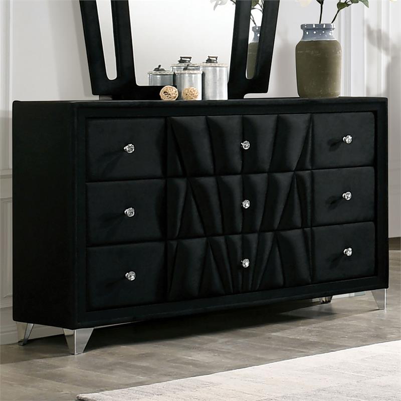 Furniture of America Sakan Solid Wood 2-Piece Dresser and Mirror Set in Black