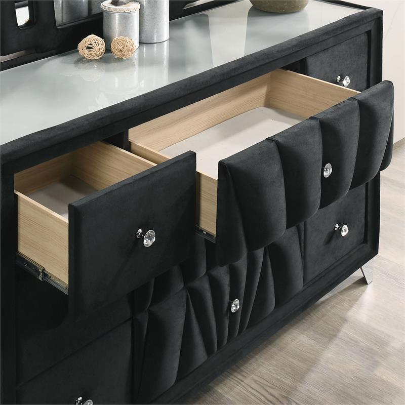 Furniture of America Sakan Solid Wood 2-Piece Dresser and Mirror Set in Black