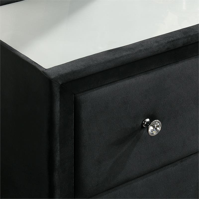 Furniture of America Sakan Solid Wood 2-Piece Dresser and Mirror Set in Black