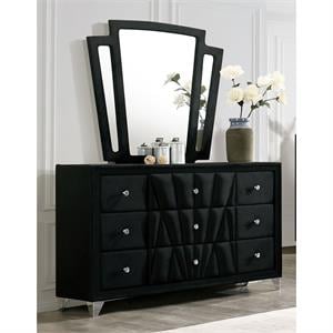 furniture of america sakan solid wood 2-piece dresser and mirror set in black