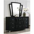Furniture of America Sakan Solid Wood 2-Piece Dresser and Mirror Set in Black