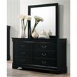 Furniture of America Jussy Solid Wood 2-Piece Dresser and Mirror Set in Black