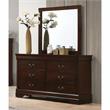 Furniture of America Jussy Solid Wood 2-Piece Dresser and Mirror Set in Cherry