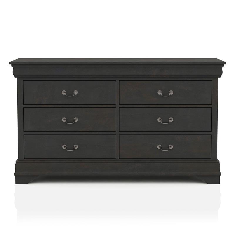 Furniture of America Jussy Solid Wood 2-Piece Dresser and Mirror Set in Gray