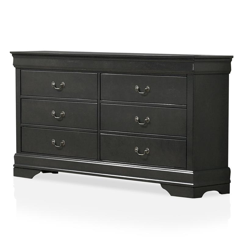 Furniture of America Jussy Solid Wood 2-Piece Dresser and Mirror Set in Gray