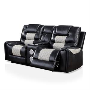furniture of america heni faux leather power reclining loveseat in black