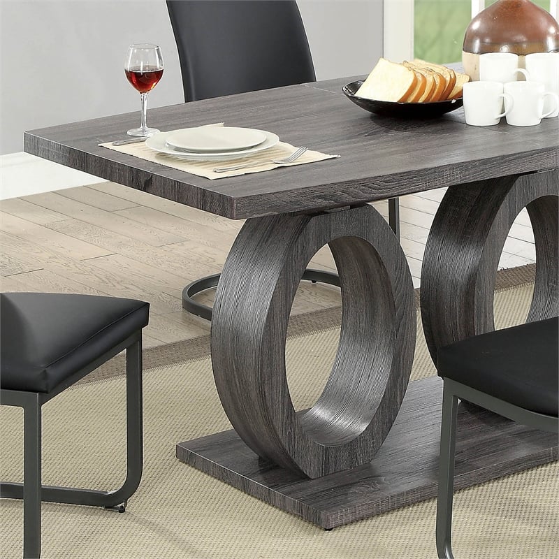 Gudra 2-Piece Wood Rectangle Gray Dining Table with Cleaning Kit Set